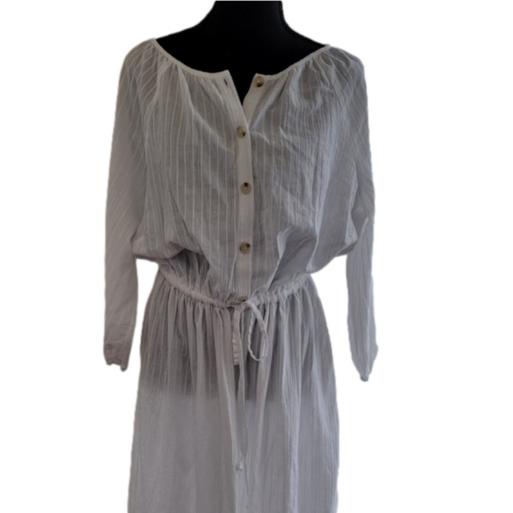 Ava & Viv White Button Front Shirt Dress Size X NWT